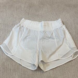 lululemon Hotty Hot White Shorts with Nude Built-in Brief